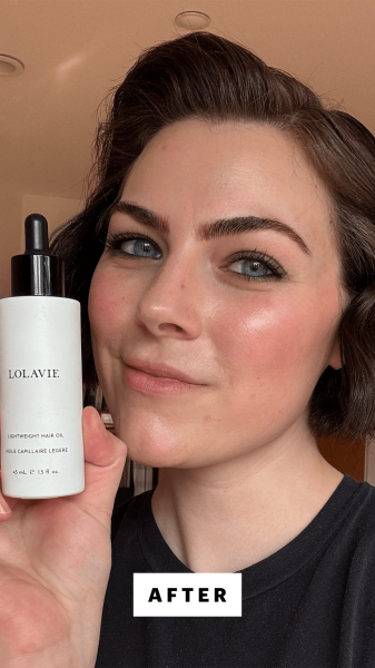 Dall'Asen after applying the LolaVie Lightweight Hair Oil